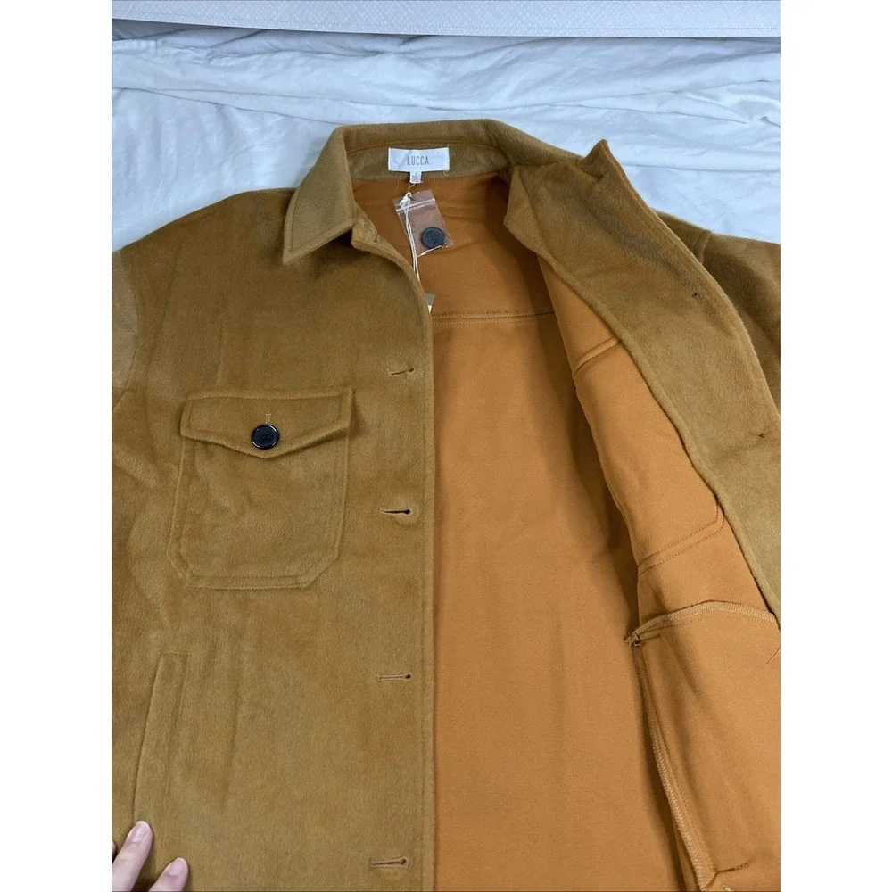 LUCCA‎ Jacket Coat Women's Brown Sz S Button Down Pockets Collared Shacket NWT